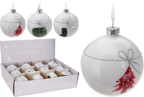Przejdź do produktu Bombka szklana biała 8cm 12szt 323269 ozdoba