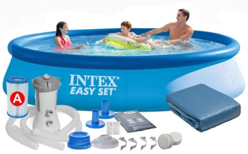 Przejdź do produktu Basen ogrodowy rozporowy 396x84 ZESTAW 7w1 Intex 28142