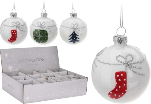 Przejdź do produktu Bombka szklana biała  6cm 12szt 323238 ozdoba