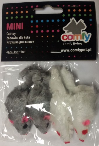 Przejdź do produktu Myszki futrzane 4 szt zabawka dla kota 9cm COMFY 202874