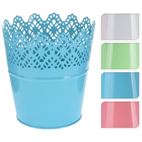 Przejdź do produktu Osłonka ażurowa metalowa na kwiaty 14x14cm 140743 doniczka