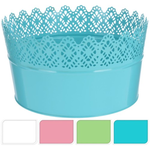 Przejdź do produktu Osłonka ażurowa metalowa na kwiaty 25x13cm 140859 doniczka