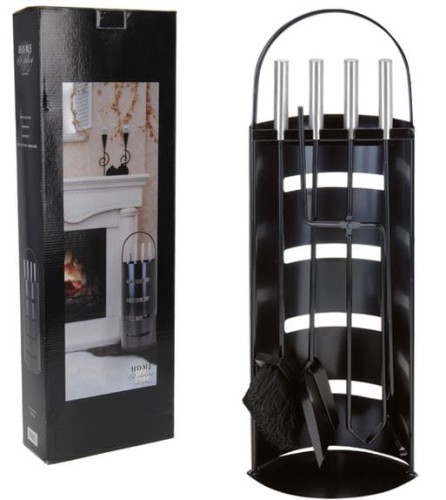 Przejdź do produktu Zestaw kominkowy metal czarny 65cm 94537