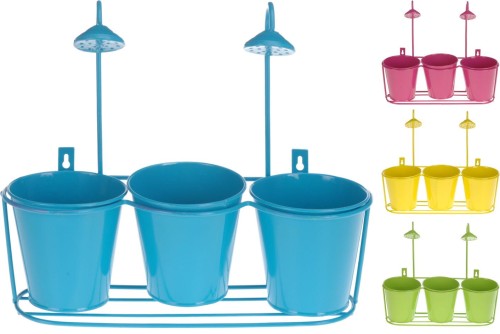 Przejdź do produktu Osłonka metalowa doniczka 3szt ozdoba 10x10x27cm 847813