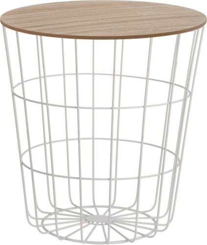 Przejdź do produktu Stolik metalowy siedzisko koszyk biały na kapcie 41x39cm 846588