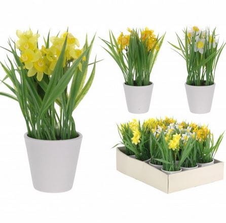 Przejdź do produktu Narcyz żółty sztuczny w białej doniczce 22cm 704222