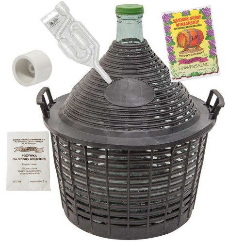 Przejdź do produktu Balon do wina 34L gąsior w koszu plastikowym + 5 gratisów