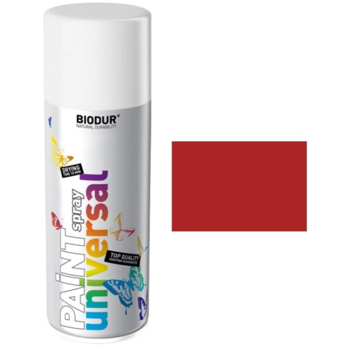 Przejdź do produktu Farba w sprayu czerwona ognista 400ml Biodur 5350  szybkoschnąca