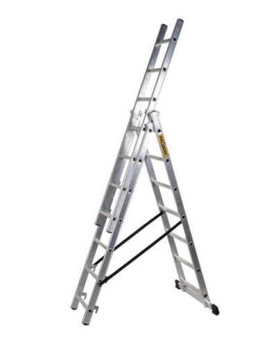 Przejdź do produktu Drabina DW3x14 aluminiowa przemysłowa 125kg 14 stopni