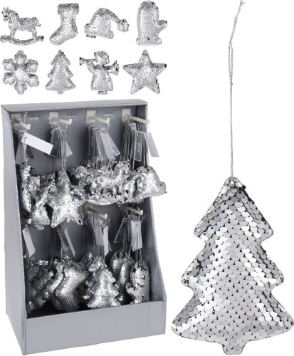 Przejdź do produktu Ozdoba choinkowa srebrne cekiny 10cm 014772