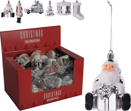 Przejdź do produktu Ozdoba wisząca zawieszka choinkowa srebrna 13cm 064999