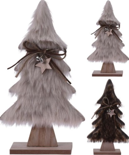 Przejdź do produktu Choinka drewniana z futrem 28cm figurka 137242