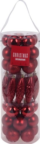 Przejdź do produktu Zestaw bombki czerwone 40szt plastik 154454 na choinkę