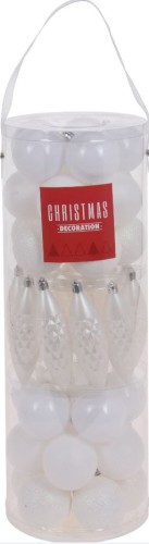 Przejdź do produktu Zestaw bombki białe 40szt plastik 154614 na choinkę