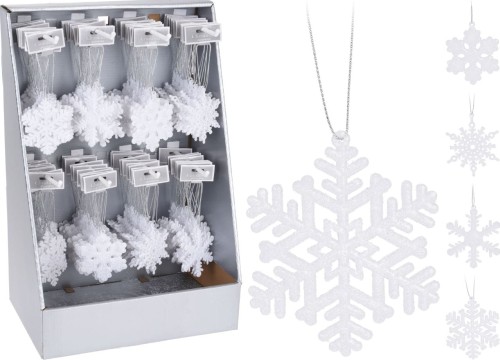 Przejdź do produktu Płatek śniegu 8cm śnieżynka biała 2szt 162350 zawieszka