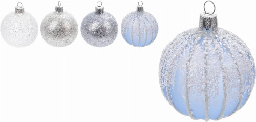Przejdź do produktu Bombki szklane śnieżne kule 8cm 4szt 378320