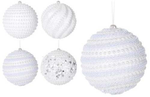 Przejdź do produktu Bombki plastikowe białe koraliki 12szt 10cm 707045