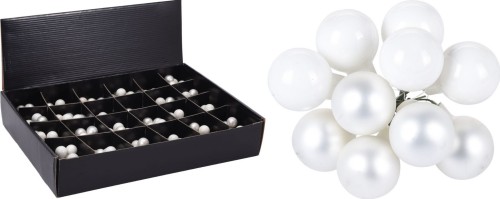 Przejdź do produktu Bombki grono białe szklane 2cm 10szt 759815