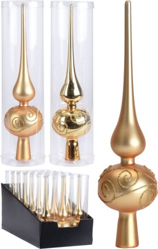 Przejdź do produktu Czub na choinkę szklany 25cm złoty  910920