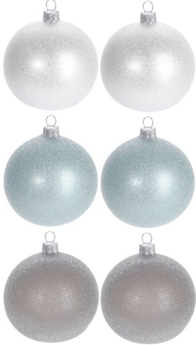 Przejdź do produktu Bombki szklane z brokatem MIX 10cm 6szt 807813