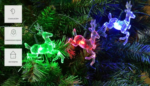 Przejdź do produktu Lampki renifery 20 LED Mix +zasilacz 5,7m 10-701