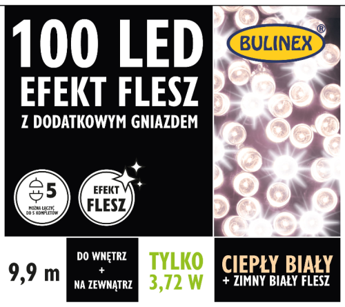 Przejdź do produktu Lampki 100 LED białe flesz timer gniazdo zewnętrzne 13-138