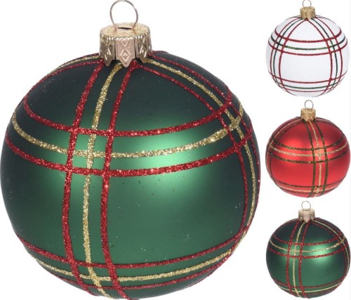 Przejdź do produktu Bombki szklane mix krata 8cm 12 szt 258145