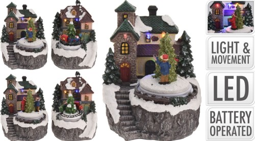 Przejdź do produktu Scenka świąteczna domek LED 13,5x11cm ruchoma  651874
