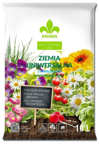 Przejdź do produktu Ziemia uniwersalna + nawóz + nawilżacz 10L Kronen