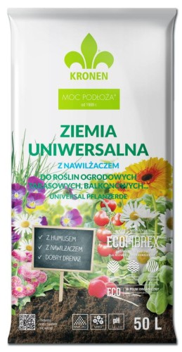 Przejdź do produktu Ziemia uniwersalna + nawóz + nawilżacz 50L Kronen 