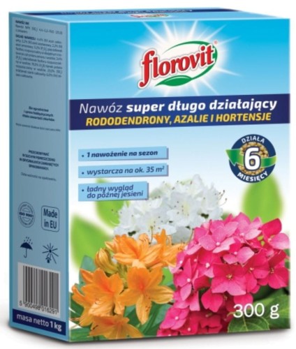 Przejdź do produktu Nawóz długodziałający rododendrony azalie hortensje 300g Florovit