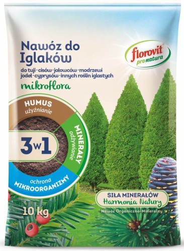 Przejdź do produktu Mikroflora 3w1 nawóz do iglaków 10kg Florovit