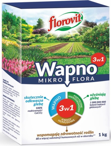 Przejdź do produktu Wapno nawóz Mikroflora 3w1 1kg Florovit
