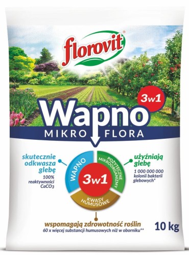 Przejdź do produktu Wapno nawóz Mikroflora 3w1 10kg Florovit
