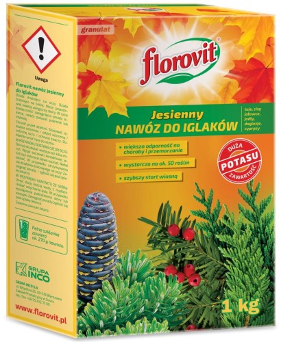 Przejdź do produktu Nawóz jesienny do iglaków 1kg karton Florovit