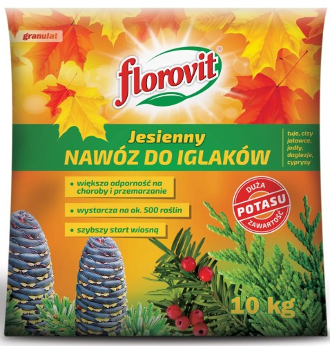 Przejdź do produktu Nawóz jesienny do tuj iglaków 10kg Florovit 