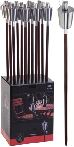 Przejdź do produktu Pochodnia drewniana 110cm pojemnik stal 426902