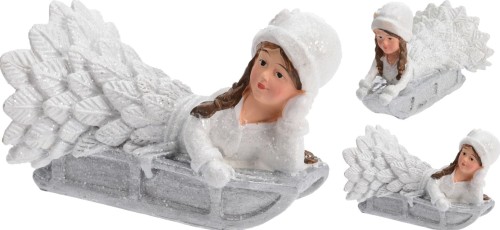 Przejdź do produktu Figurka dziewczynka w suknii z piór  12cm  346107 sanie ozdoba 
