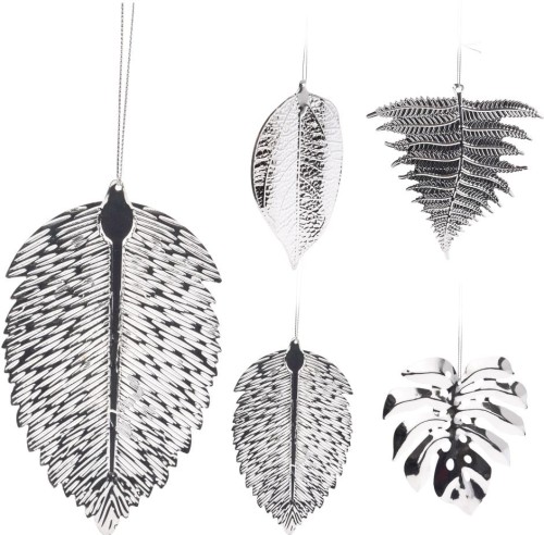Przejdź do produktu Ozdoba wisząca liść srebrny 13 cm 534072