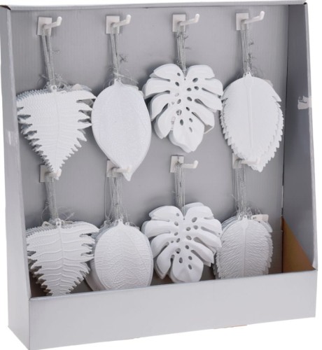 Przejdź do produktu Ozdoba wisząca liść biały 13cm 534089