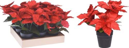 Przejdź do produktu Gwiazda betlejemska w doniczce sztuczna 27cm 676529