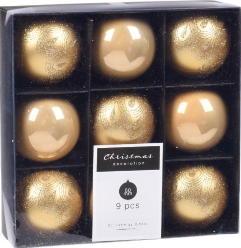 Przejdź do produktu Bombki choinkowe złote brokatowe 5cm 9szt 678691