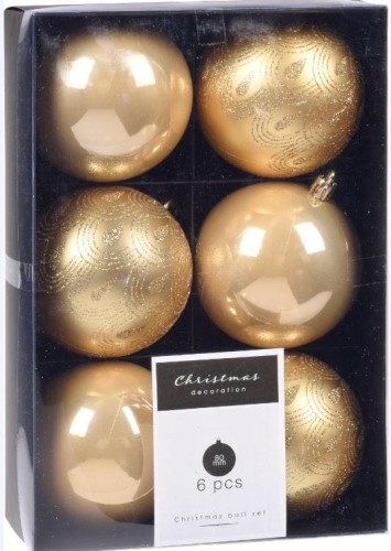 Przejdź do produktu Bombki choinkowe złote brokatowe 8cm 6szt 678752