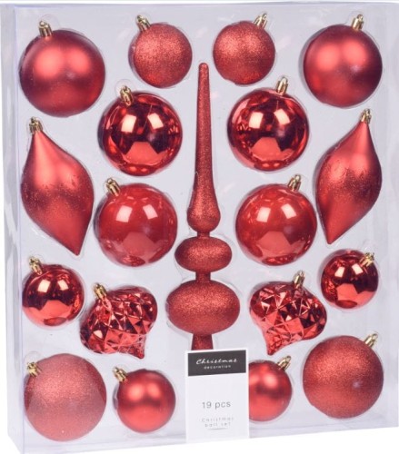 Przejdź do produktu Zestaw czerwonych ozdób choinkowych 19szt 679605