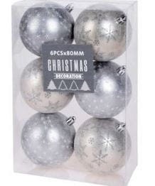 Przejdź do produktu Bombki choinkowe srebrne 8cm 6szt 158551