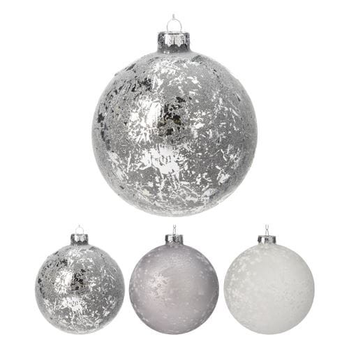Przejdź do produktu Bombka szklana biała przecierana 8cm 12szt 572470 ozdoby świąteczne