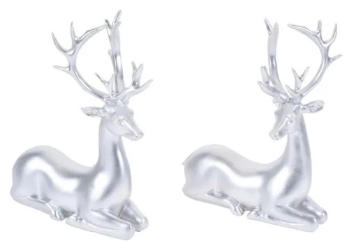 Przejdź do produktu Figurka leżący renifer 21cm srebrny 082030