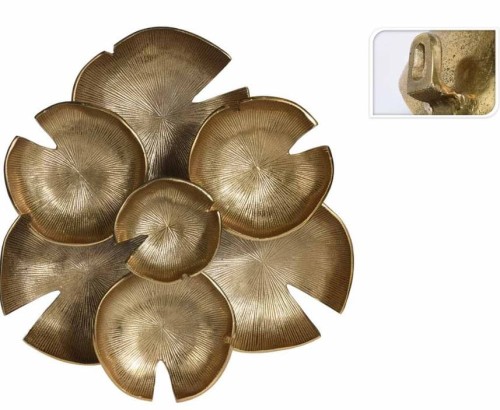 Przejdź do produktu Metalowy talerz złoty liście lotosu ścienny 46cm 614712