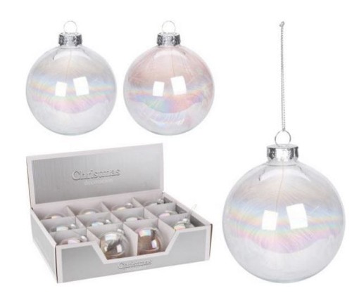 Przejdź do produktu Bombka szklana 8cm kolorowa 12szt 630583