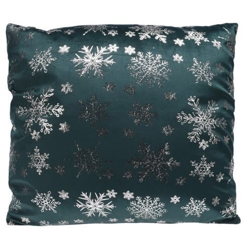 Przejdź do produktu Poduszka dekoracyjna świateczna 45x45cm zielona w śnieżynki 545856